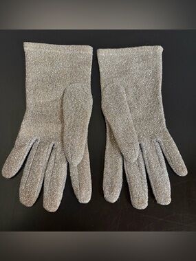 Silver Metallic Knit Men's Gloves